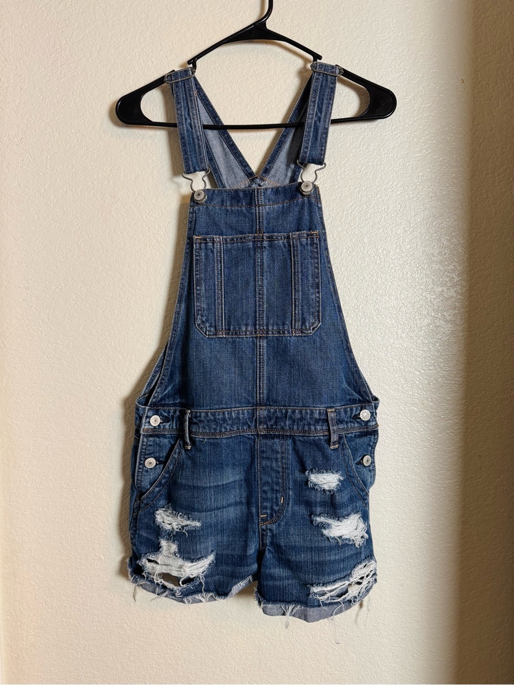Y2K Distressed Denim Overall Shorts